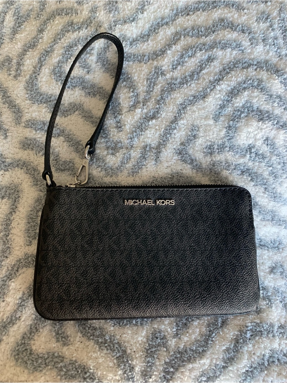 Michael Kors Black Logo Zip Wristlet with Strap